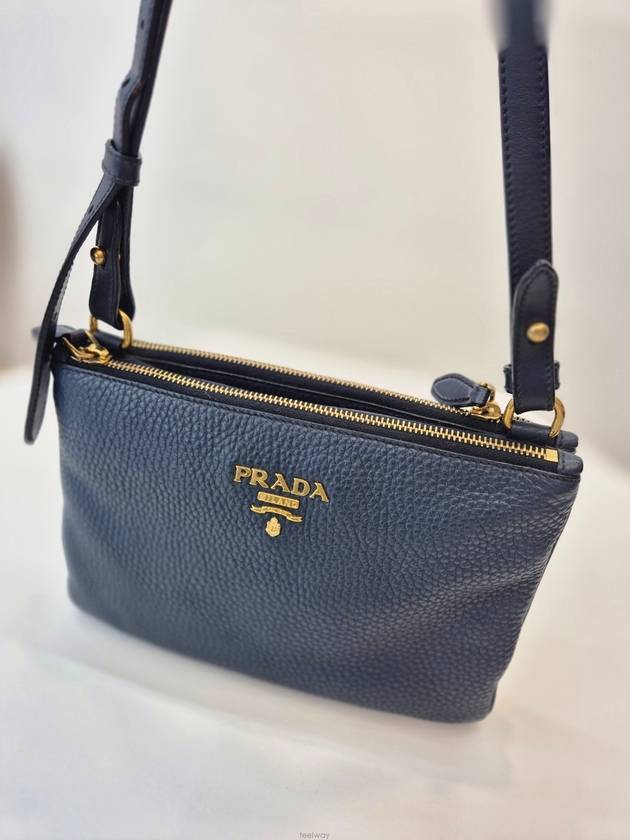 Double zip leather cross bag navy 1BH046 - PRADA - BALAAN 6