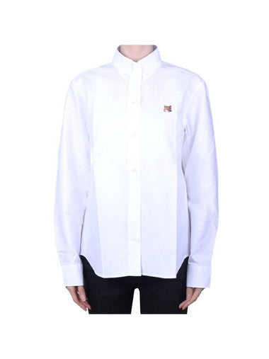 Button Down Classic Institutional Fox Head Patch Oxford Shirt White - MAISON KITSUNE - BALAAN 1