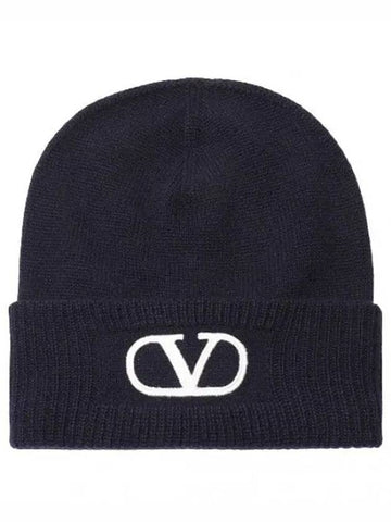 Logo turn up wool beanie - VALENTINO - BALAAN 1