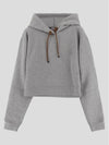 Logo Drawstring Crop Cotton Hoodie Grey - MIU MIU - BALAAN 2