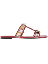 Roman Studded Leather Slippers Red - VALENTINO - BALAAN 3