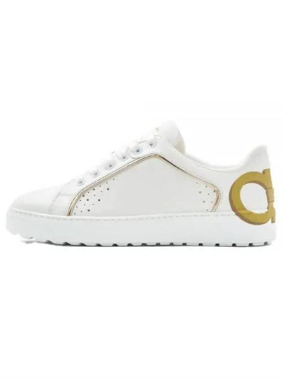 Piping Low-Top Sneakers Gold White - SALVATORE FERRAGAMO - BALAAN 2