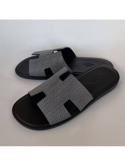 Izmir Chevron Slippers Blanc Black - HERMES - BALAAN 2