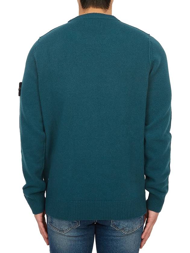 Logo Patch Crew Neck Wool Knit Top Green - STONE ISLAND - BALAAN 5