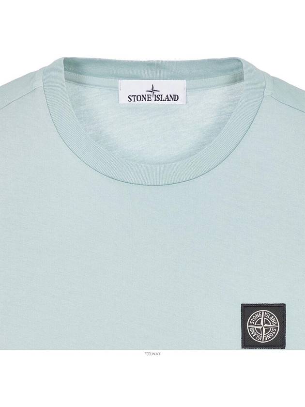 Logo Patch Cotton Short Sleeve T-Shirt Sky Blue - STONE ISLAND - BALAAN 4