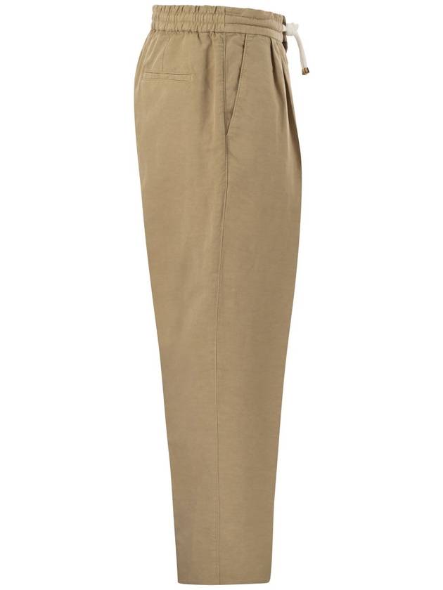 Drawstring Pleated Tapered Straight Pants Beige - BRUNELLO CUCINELLI - BALAAN 4