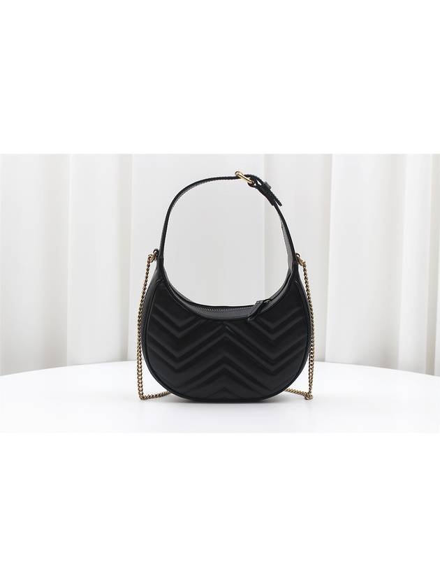 GG Marmont Half Moon Chain Mini Shoulder Bag Black 699514 - GUCCI - BALAAN 4