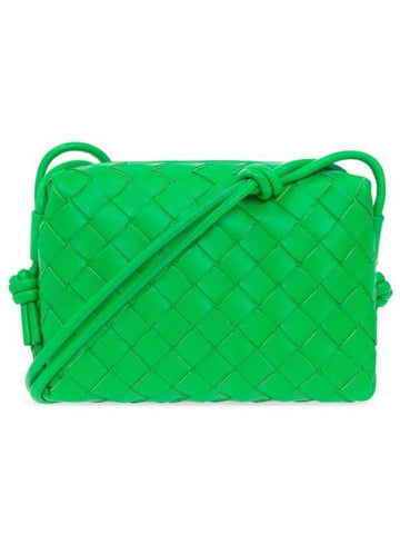 Intrecciato Loop Small Leather Cross Bag Parakeet - BOTTEGA VENETA - BALAAN 1