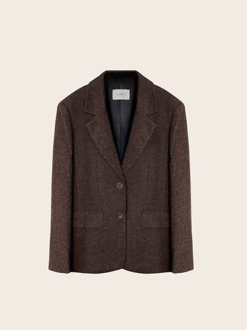 Classic Herringbone Wool Jacket Dark Brown - ARIFF - BALAAN 1