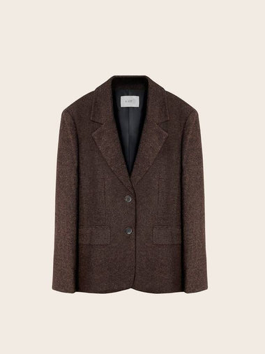 Classic herringbone wool jacketDARK BROWN - ARIFF - BALAAN 1