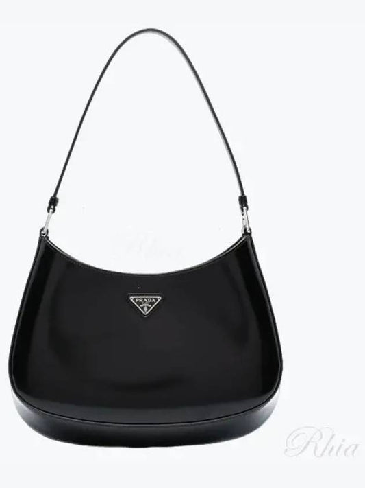 Triangular Logo Cleo Brushed Leather Shoulder Bag Black - PRADA - BALAAN 2