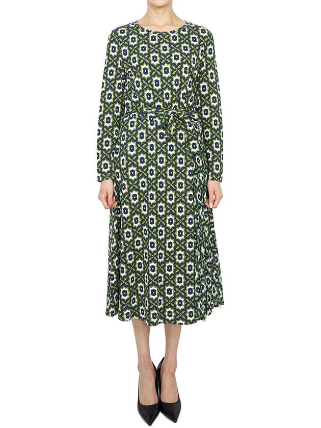 Pedina all over motif midi dress green - MAX MARA - BALAAN 4