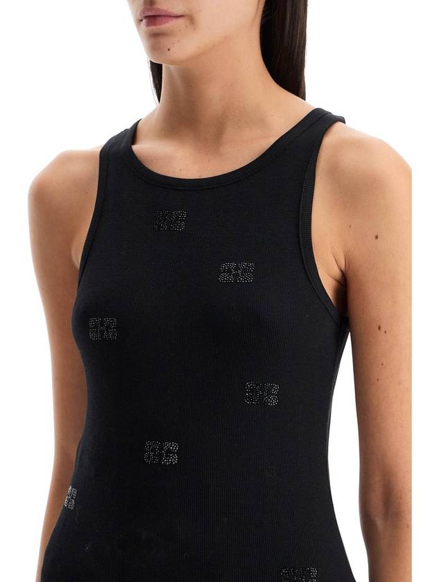 "tank top with rhinestone logo - GANNI - BALAAN 4