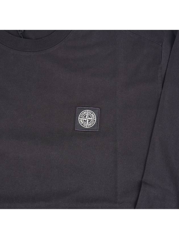 Logo Patch Cotton Jersey Long Sleeve T-Shirt Black - STONE ISLAND - BALAAN 3