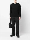 Wappen Patch Crew Neck Cotton Knit Top Black - STONE ISLAND - BALAAN 3