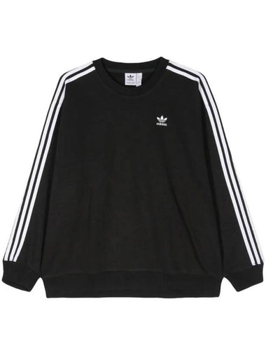 3-Stripes Oversized Crew Sweatshirt Black - ADIDAS - BALAAN 1