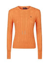 Embroidered Logo Pony Cable Knit Top Orange - POLO RALPH LAUREN - BALAAN 2