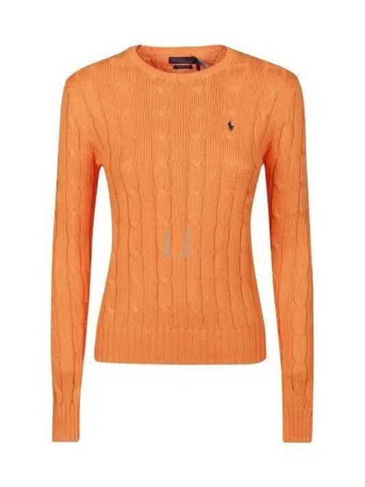 Embroidered Logo Pony Cable Knit Top Orange - POLO RALPH LAUREN - BALAAN 2