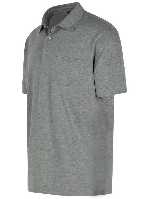 Zegna Grey Cotton Polo Shirt - ERMENEGILDO ZEGNA - BALAAN 2