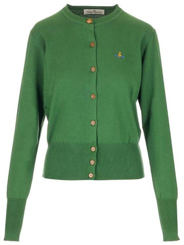 Bea Embroid Logo Cotton Cardigan Green - VIVIENNE WESTWOOD - BALAAN 1