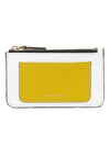 Saffiano Two-Tone Zipper Card Wallet White Yellow - MARNI - BALAAN 1