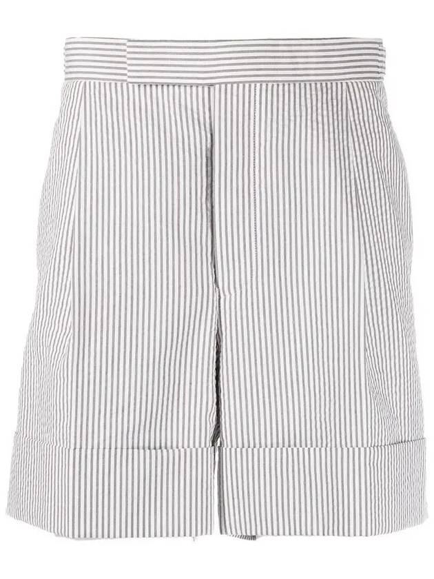 Men's Seersucker Gross Grain Cuff Shorts Medium Grey - THOM BROWNE - BALAAN 3