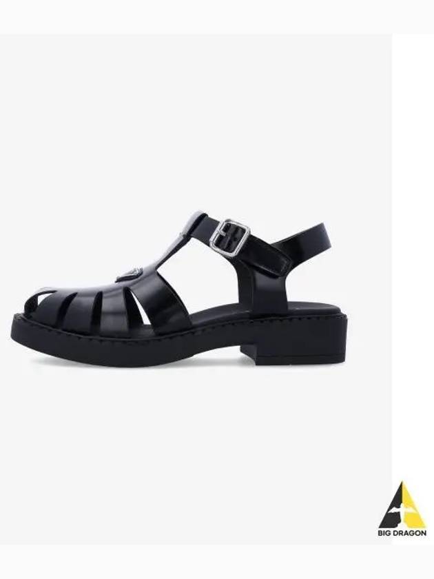 Brushed Leather Fisherman Sandals Black - PRADA - BALAAN 2