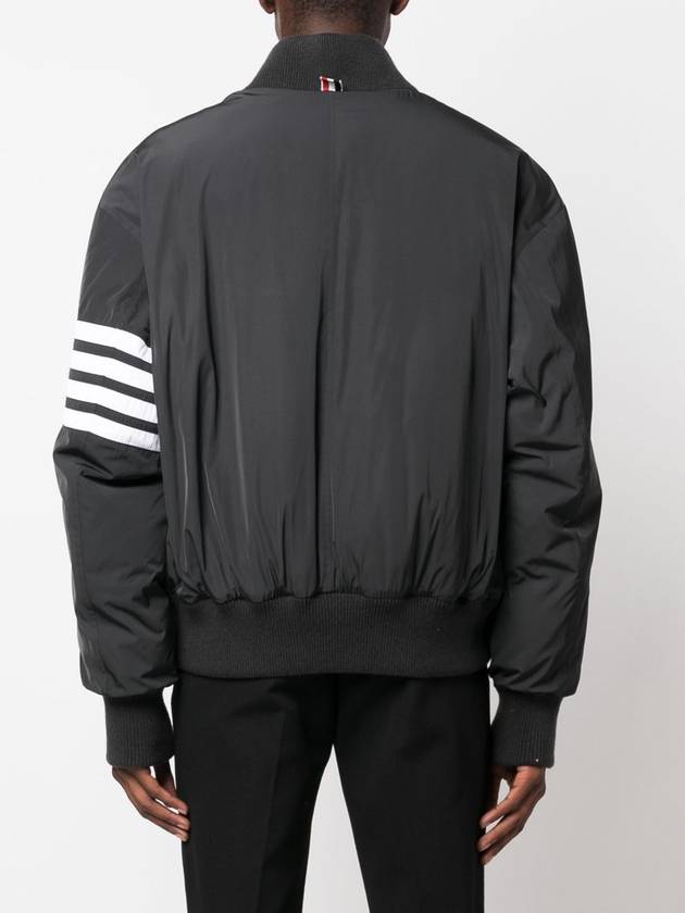 Poly Twill 4-Bar Oversized Knit Down Bomber Jacket Charcoal - THOM BROWNE - BALAAN 4