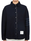 Double Face Tech Twill 4 Bar Oversized Shirt Navy - THOM BROWNE - BALAAN 5