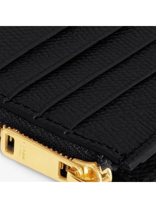 Essential Zipper Compact Grain Calfskin Card Wallet Black - CELINE - BALAAN 5