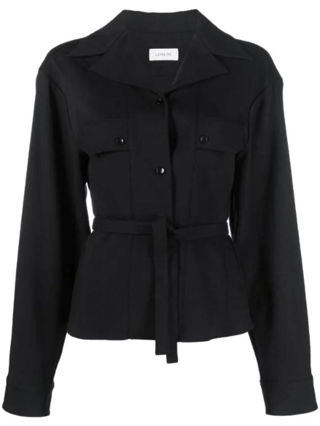 Convertible Collar Self-Tie Shirt Black - LEMAIRE - BALAAN 1