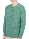 Crew Neck Lambswool Knit Top Green - DRUMOHR - BALAAN 3