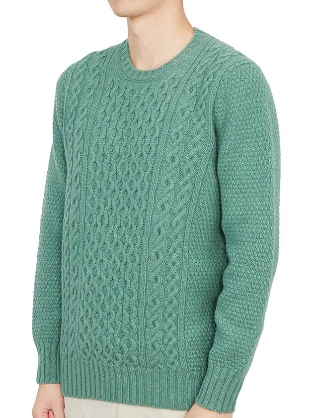 Crew Neck Lambswool Knit Top Green - DRUMOHR - BALAAN 3