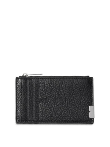 Engraved Logo Leather Card Wallet Black - BURBERRY - BALAAN 1