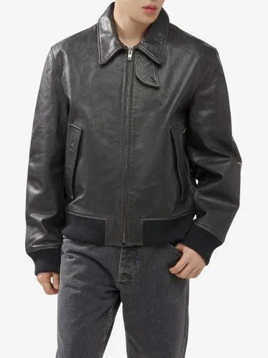 Leather Bomber Jacket Faded Black - HELMUT LANG - BALAAN 1