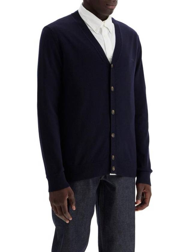 Joe Logo Embroidered Wool Cardigan Navy - A.P.C. - BALAAN 3