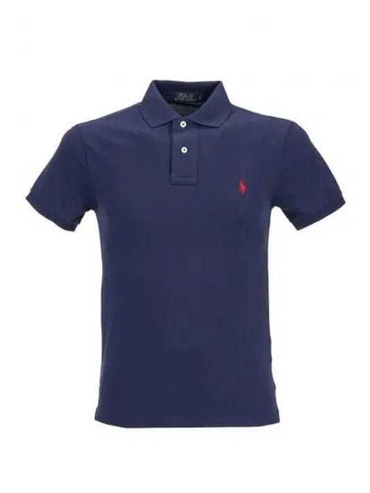 Men's Pony Slim Fit Short Sleeve Polo Shirt Navy - POLO RALPH LAUREN - BALAAN 2