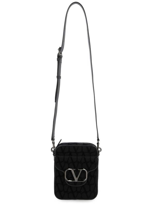 V Logo Toile Iconographe Shoulder Bag Black - VALENTINO - BALAAN 6