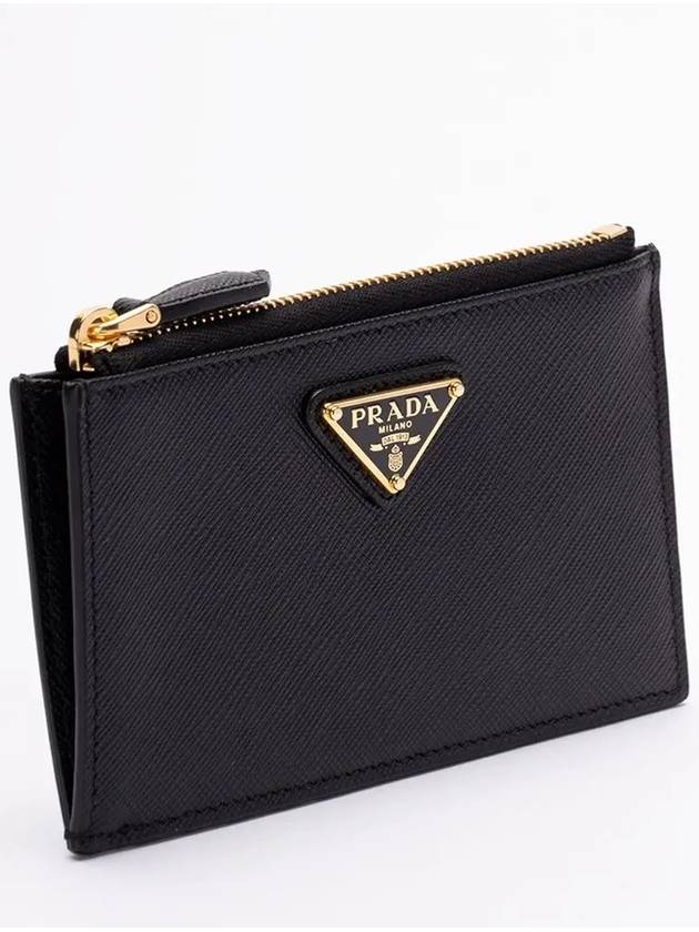 Saffiano Leather Card Wallet Black Silver - PRADA - BALAAN 4