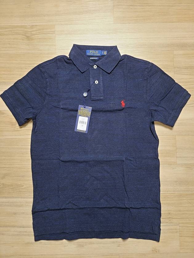 Custom slim fit navy PK pique shirt collar tee - POLO RALPH LAUREN - BALAAN 4