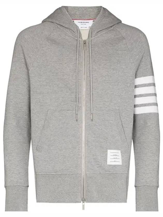 Engineered 4 Bar Diagonal Zip Up Hoodie Light Grey - THOM BROWNE - BALAAN 2