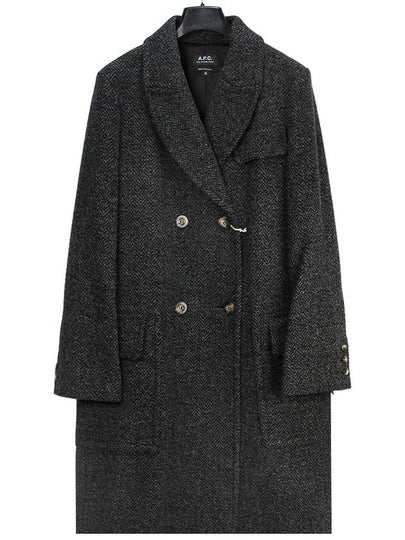 GIina Herringbone Wool Double Coat Dark Grey - A.P.C. - BALAAN 2