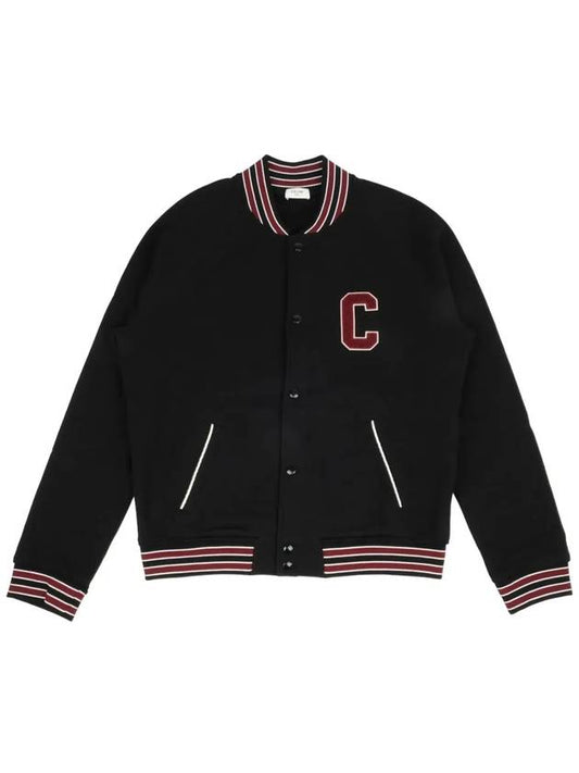 Teddy College Cotton Fleece Bomber Jacket Black - CELINE - BALAAN 2