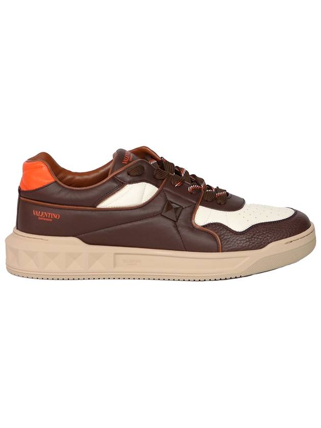 One Stud Low Top Sneakers Brown - VALENTINO - BALAAN 4