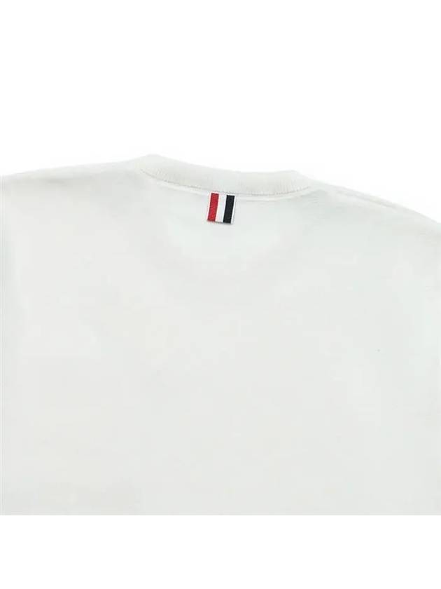 Milano Stitch 4-Bar Boxy Crew Neck Pullover Knit Top White - THOM BROWNE - BALAAN 7