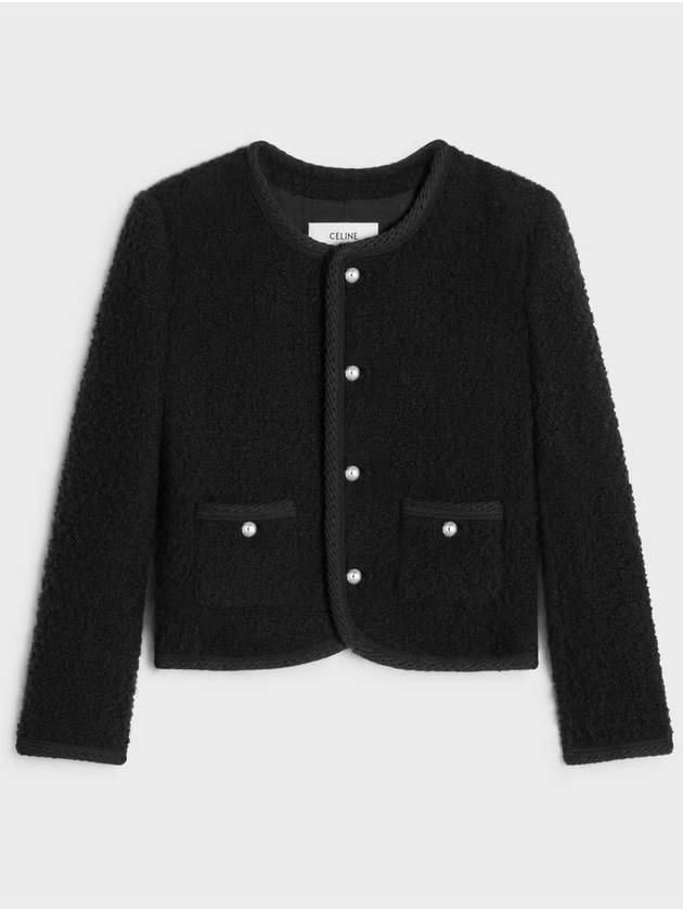 Chelsea Cashmere Bouclette Natté Jacket Black - CELINE - BALAAN 2