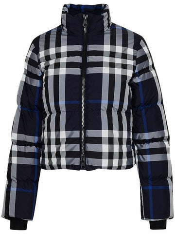 Night Check Crop Padding Dark Charcoal Blue - BURBERRY - BALAAN 1