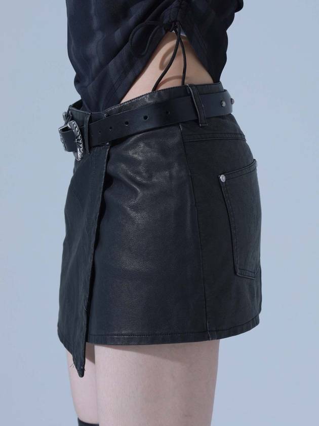 Pigment Vintage Vegan Leather Wrap Skirt BK - DILETTANTISME - BALAAN 3
