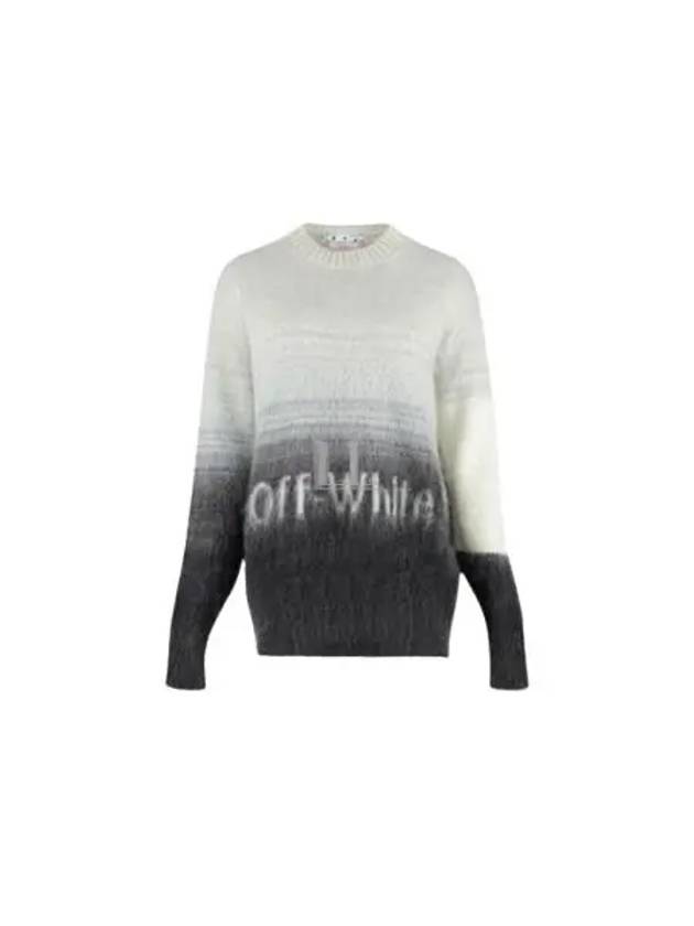 Women's Logo Print Gradient Knit Top White Black - OFF WHITE - BALAAN 2