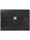 T Gold Tone Logo Push Lock Leather Document Holder Clutch Bag Black - TOM FORD - BALAAN 1